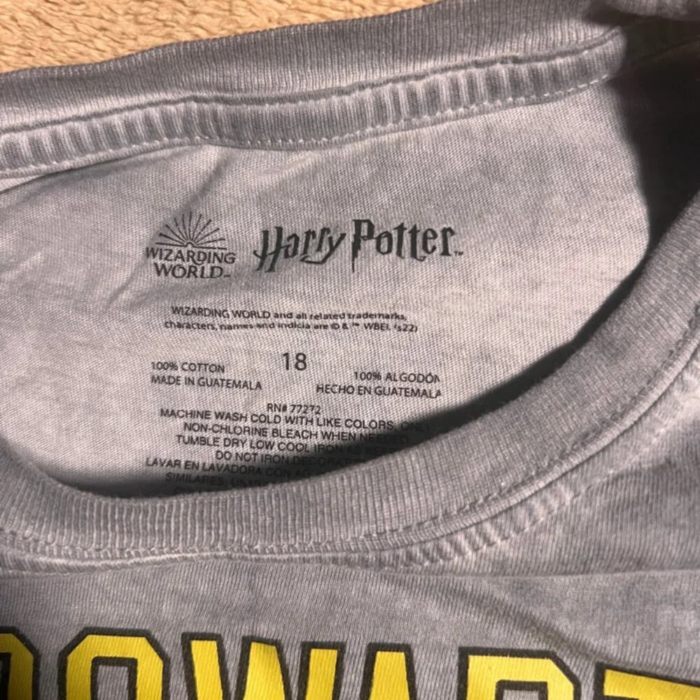 Harry‎ Potter Wizarding World Youth 2XL (18) Gray Hogwarts Crest T-Shirt